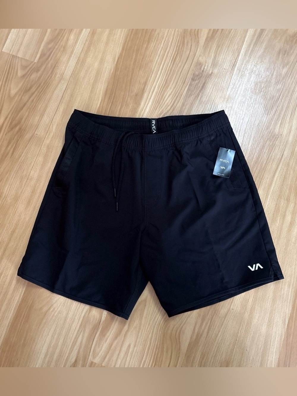 RVCA Men's Kevin Elastic Waist Hybrid Shorts Size S Black Unlined